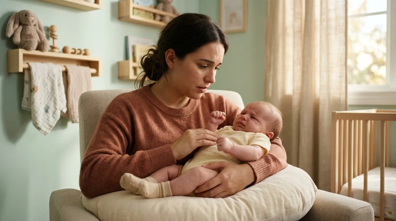 Mère tenant son bébé nouveau-né dans une chambre d'enfant